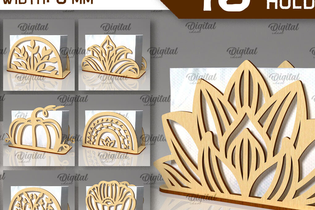 Σετ των 2 Intra απο ξύλο plywood 3mm-4mm πάχος – Ξύλινες θήκες για χαρτοπετσέτες Δέσμη κοπής με λέιζερ Δίασταση  20x20 cm INTRAFABR-100493743