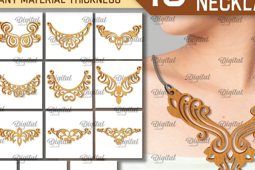 Σετ των 2 Intra απο ξύλο plywood 3mm-4mm πάχος – Ξύλινα Κολιέ Δέσμη κοπής με λέιζερ Δίασταση  20x20 cm INTRAFABR-101754663