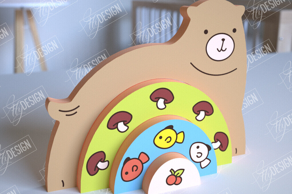 Σετ των 2 Intra απο ξύλο plywood 3mm-4mm πάχος – Ξύλινη Αρκούδα Φωλιάσματος | Ουράνιο τόξο | Αρχείο CNC Δίασταση  20x20 cm INTRAFABR-101601437