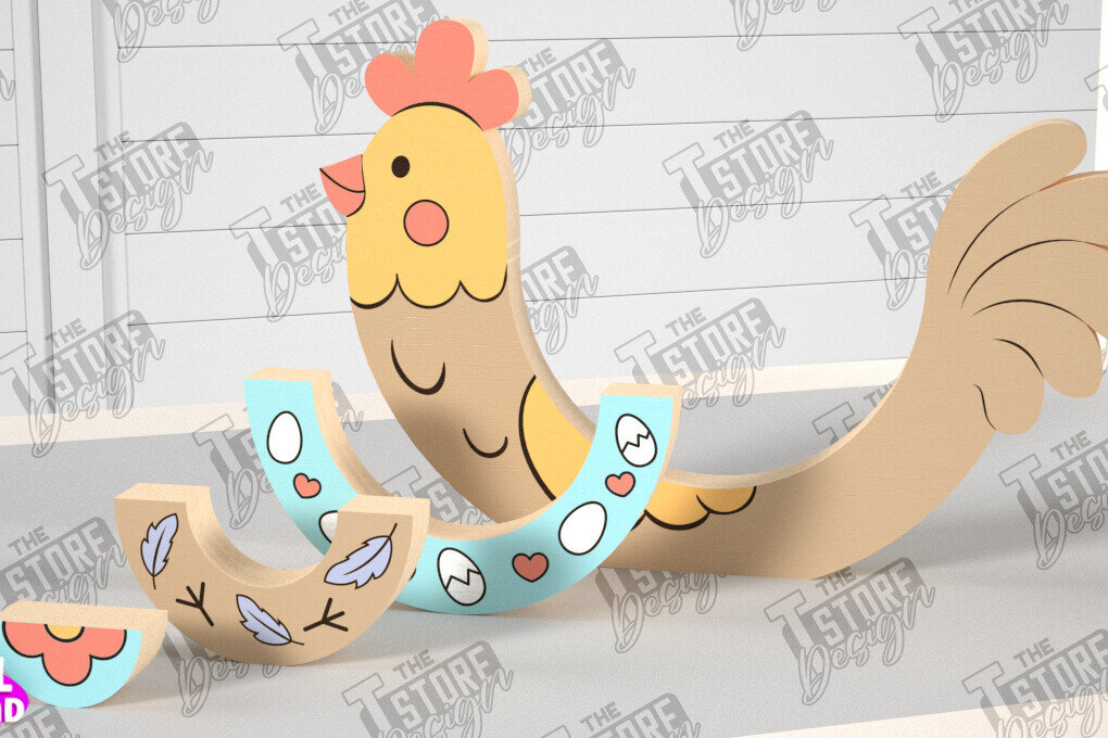 Σετ των 2 Intra απο ξύλο plywood 3mm-4mm πάχος – Ξύλινο Κοτόπουλο Φωλιάσματος | Παιχνίδι μωρού | CNC Δίασταση  20x20 cm INTRAFABR-101169352