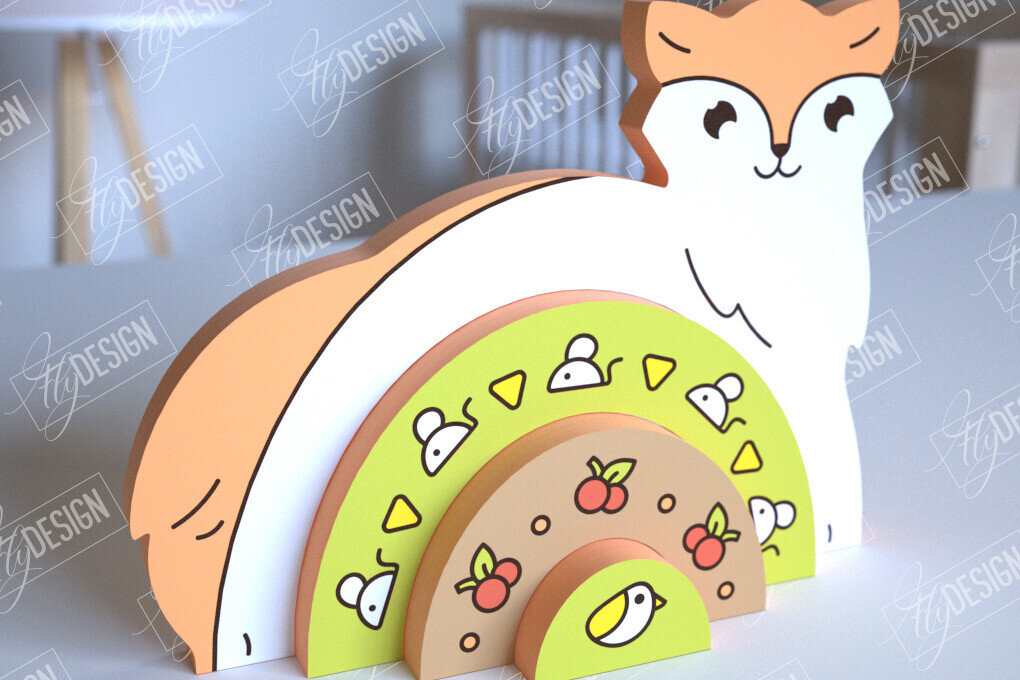 Σετ των 2 Intra απο ξύλο plywood 3mm-4mm πάχος – Ξύλινη Φωλιά Αλεπού | Ουράνιο τόξο | Αρχείο CNC Δίασταση  20x20 cm INTRAFABR-101601580