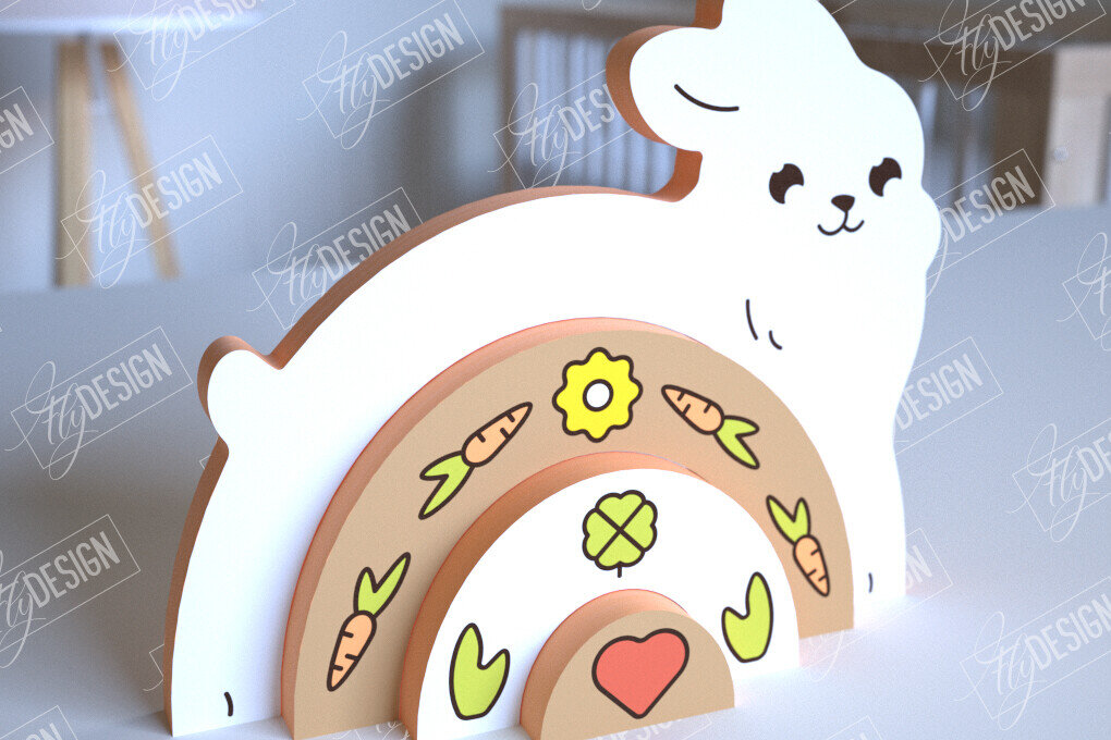 Σετ των 2 Intra απο ξύλο plywood 3mm-4mm πάχος – Ξύλινο Κουνέλι Φωλιάσματος | Ουράνιο τόξο | CNC Δίασταση  20x20 cm INTRAFABR-101601567