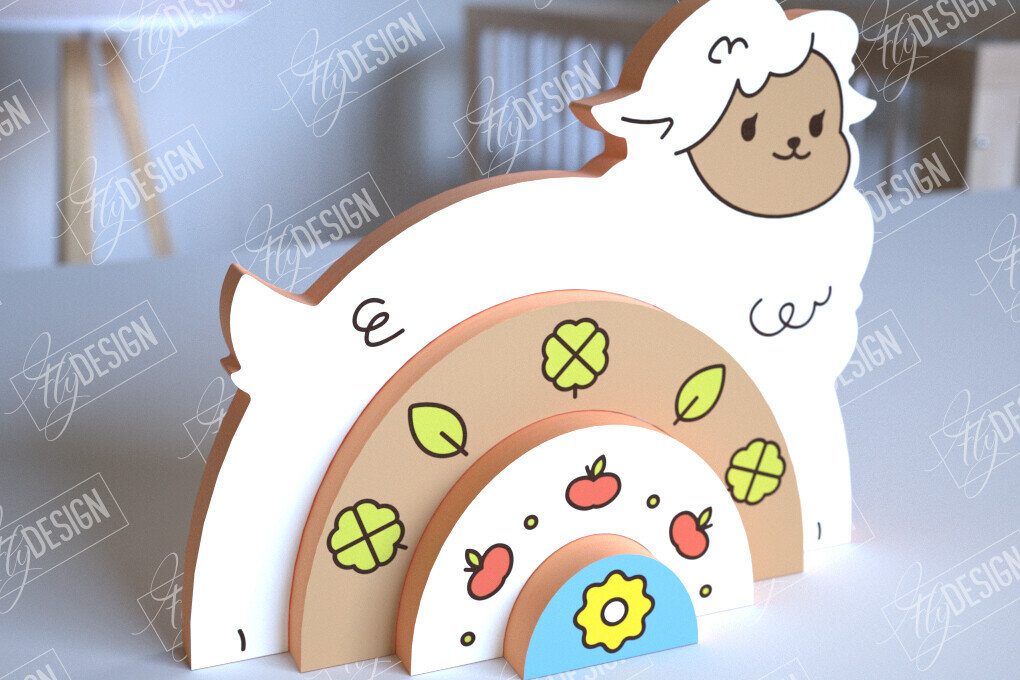 Σετ των 2 Intra απο ξύλο plywood 3mm-4mm πάχος – Ξύλινα Πρόβατα Φωλιάσματος | Ουράνιο τόξο | CNC Δίασταση  20x20 cm INTRAFABR-101601373