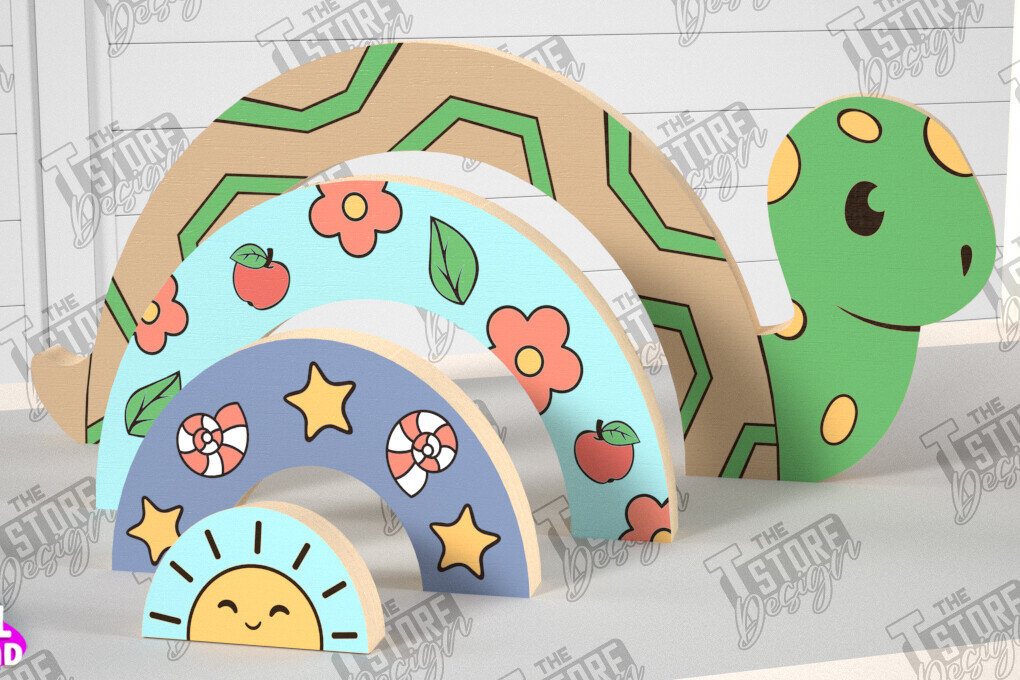 Σετ των 2 Intra απο ξύλο plywood 3mm-4mm πάχος – Ξύλινη Χελώνα Φωλιάσματος | Παιχνίδι μωρού | CNC Δίασταση  20x20 cm INTRAFABR-101169296