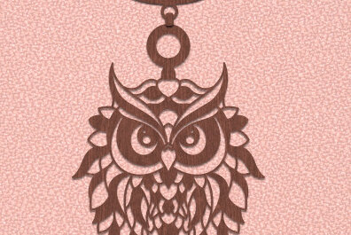 Σετ των 2 Intra απο ξύλο plywood 3mm-4mm πάχος – Ξύλινο κολιέ κουκουβάγιας κοπής με λέιζερ Δίασταση  20x20 cm INTRAFABR-74932777