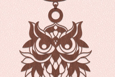 Σετ των 2 Intra απο ξύλο plywood 3mm-4mm πάχος – Ξύλινο κολιέ κουκουβάγιας κοπής με λέιζερ Δίασταση  20x20 cm INTRAFABR-74932789