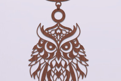 Σετ των 2 Intra απο ξύλο plywood 3mm-4mm πάχος – Ξύλινο κολιέ κουκουβάγιας κοπής με λέιζερ Δίασταση  20x20 cm INTRAFABR-74932766