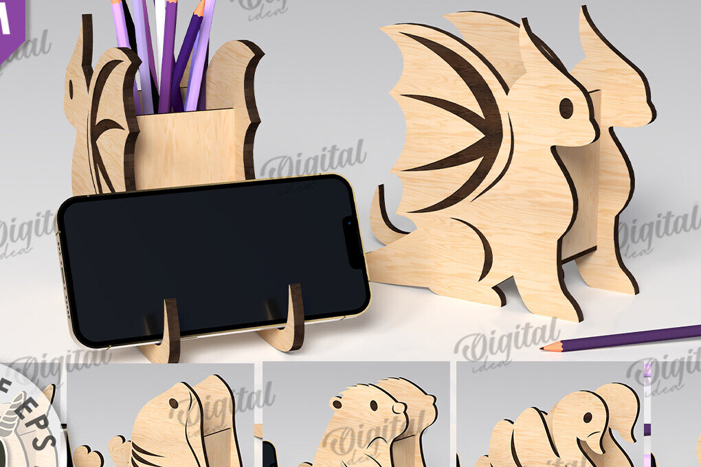 Σετ των 2 Intra απο ξύλο plywood 3mm-4mm πάχος – Ξύλινες θήκες για στυλό Δέσμη κοπής με λέιζερ Δίασταση  20x20 cm INTRAFABR-112456503