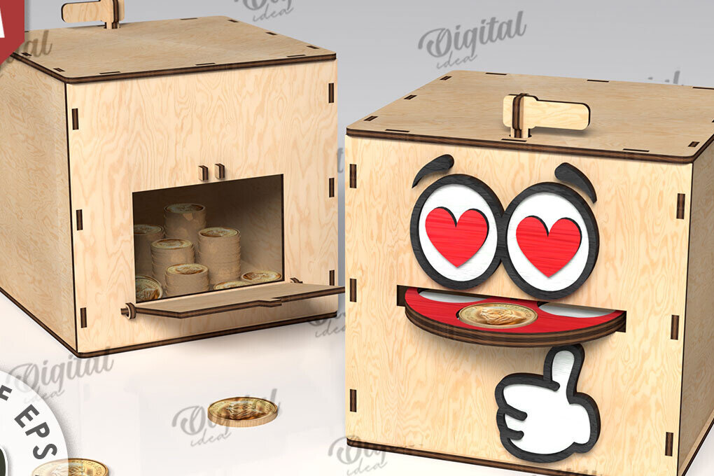 Σετ των 2 Intra απο ξύλο plywood 3mm-4mm πάχος – Ξύλινος κουμπαράς Κουτί νομισμάτων Δίασταση  20x20 cm INTRAFABR-108895249