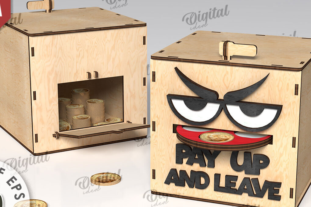 Σετ των 2 Intra απο ξύλο plywood 3mm-4mm πάχος – Ξύλινος κουμπαράς Κουτί νομισμάτων Δίασταση  20x20 cm INTRAFABR-108895720