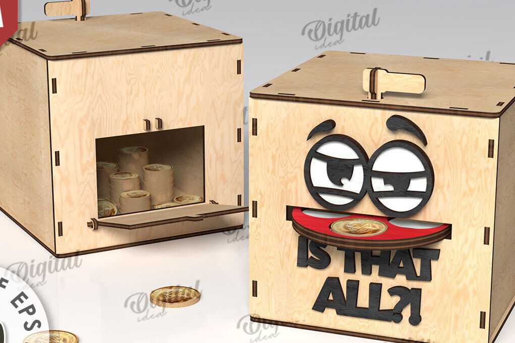 Σετ των 2 Intra απο ξύλο plywood 3mm-4mm πάχος – Ξύλινος κουμπαράς Κουτί νομισμάτων Δίασταση  20x20 cm INTRAFABR-108895779