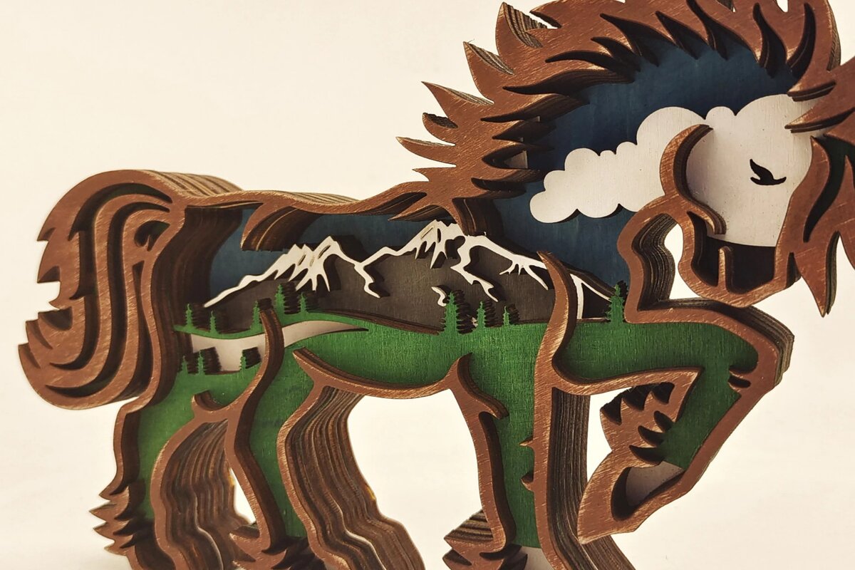 Intra απο ξύλο plywood 3mm-4mm πάχος – Ξύλινο χριστουγεννιάτικο στολίδι Pony Δίασταση  20x20 cm INTRAFABR-51462611