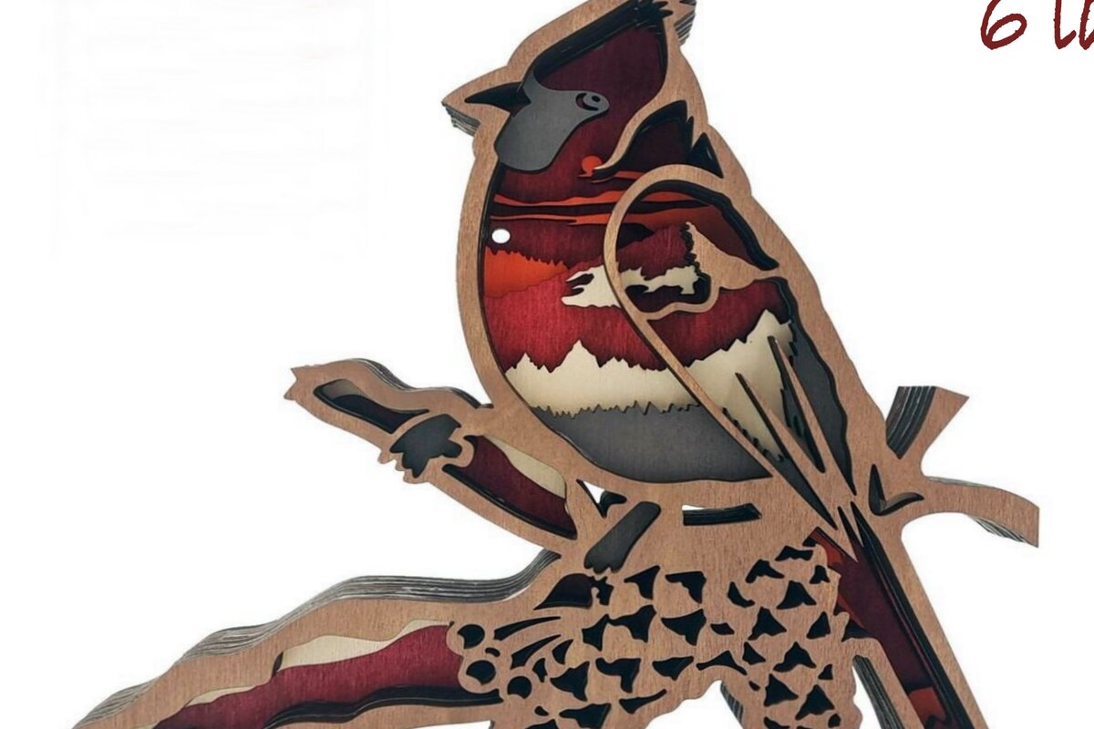 Intra απο ξύλο plywood 3mm-4mm πάχος – Ξύλινο Κόκκινο Πουλί Χριστουγεννιάτικο Στολίδι Δίασταση  20x20 cm INTRAFABR-53445122