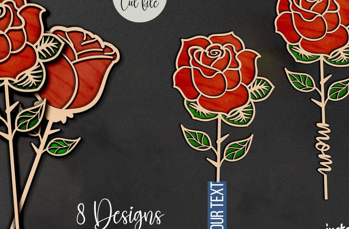 Σετ των 2 Intra απο ξύλο plywood 3mm-4mm πάχος – Ξύλινο τριαντάφυλλο Mom I Love Customize L Δίασταση  20x20 cm INTRAFABR-90196678