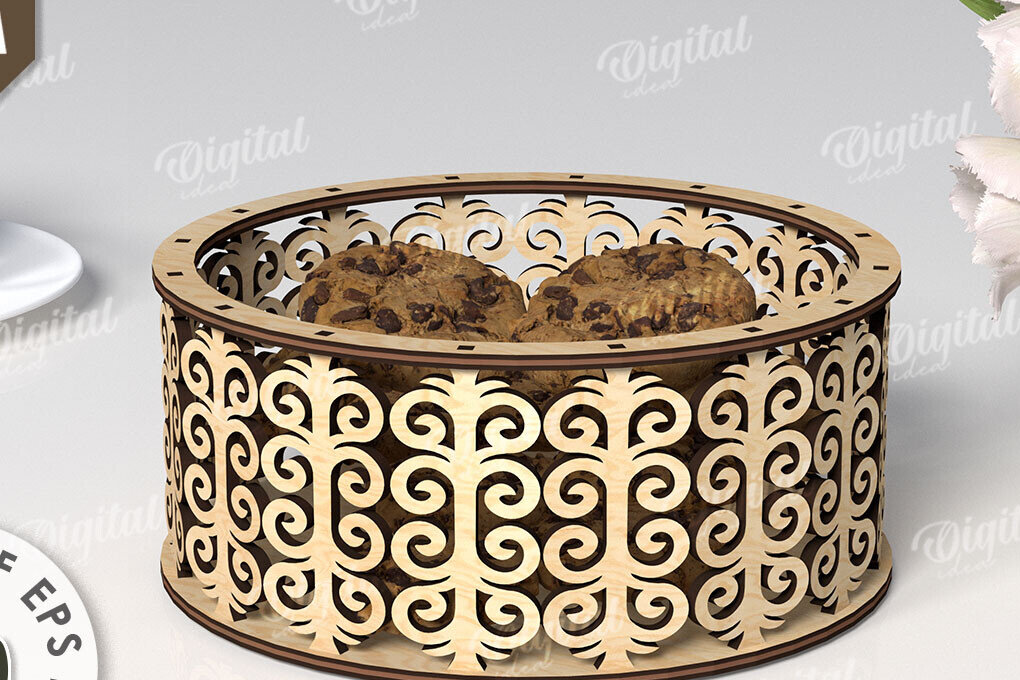 Σετ των 2 Intra απο ξύλο plywood 3mm-4mm πάχος – Ξύλινο Στρογγυλό Διακοσμητικό Κουτί Δίασταση  20x20 cm INTRAFABR-111420819