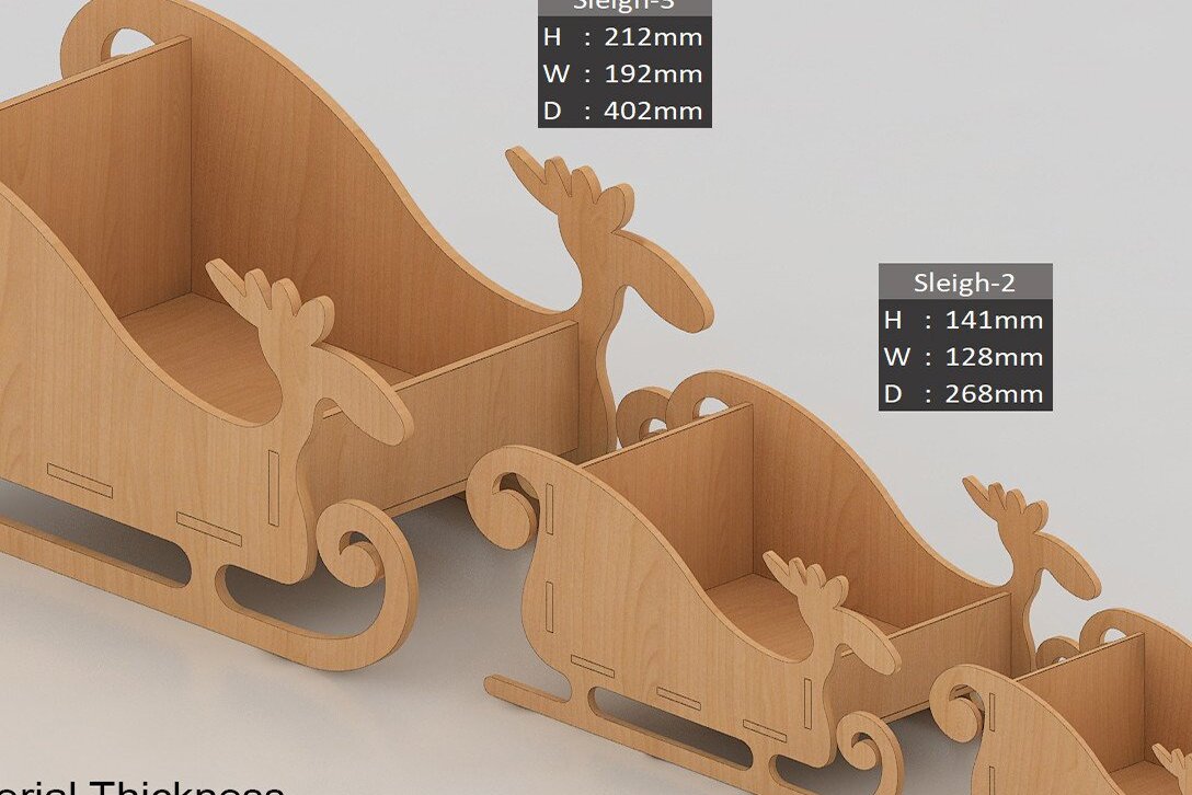 Σετ των 2 Intra απο ξύλο plywood 3mm-4mm πάχος – Ξύλινο έλκηθρο Άγιου Βασίλη / Κόψιμο Χριστουγεννιάτικου Ελκήθρου Δίασταση  20x20 cm INTRAFABR-41656417