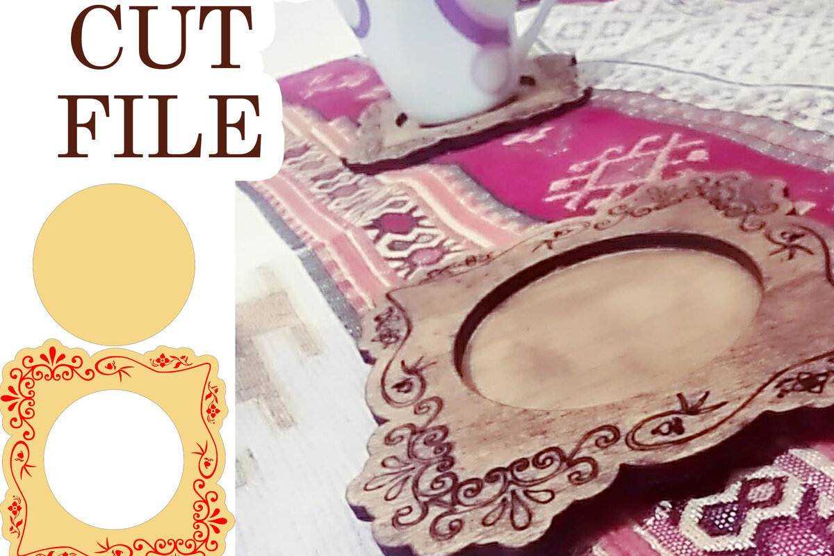 Σετ των 2 Intra απο ξύλο plywood 3mm-4mm πάχος – Ξύλινο πιατάκι για φλιτζάνι καφέ,, Dxf Δίασταση  20x20 cm INTRAFABR-108164397