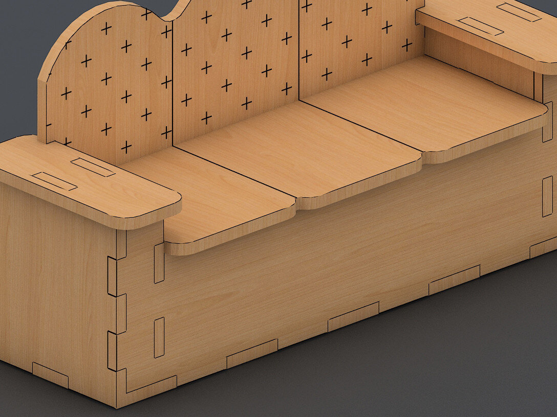 Σετ των 2 Intra απο ξύλο plywood 3mm-4mm πάχος – Ξύλινος καναπές για κούκλες Vector για CNC 135 Δίασταση  20x20 cm INTRAFABR-58481810