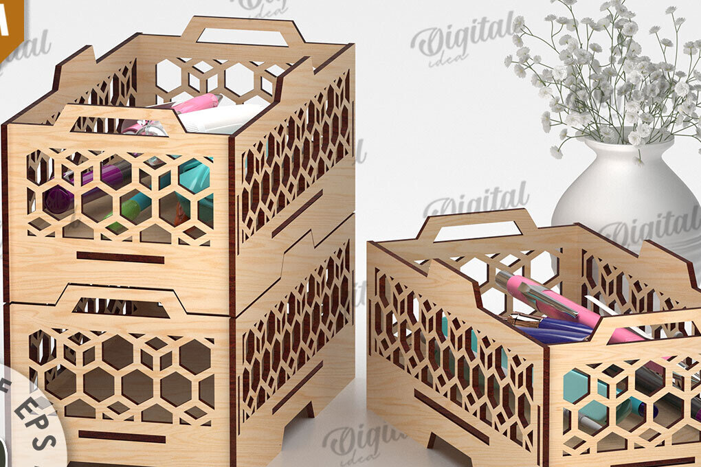 Σετ των 2 Intra απο ξύλο plywood 3mm-4mm πάχος – Ξύλινο στοιβαζόμενο διακοσμητικό κουτί LaserCut Δίασταση  20x20 cm INTRAFABR-109737965