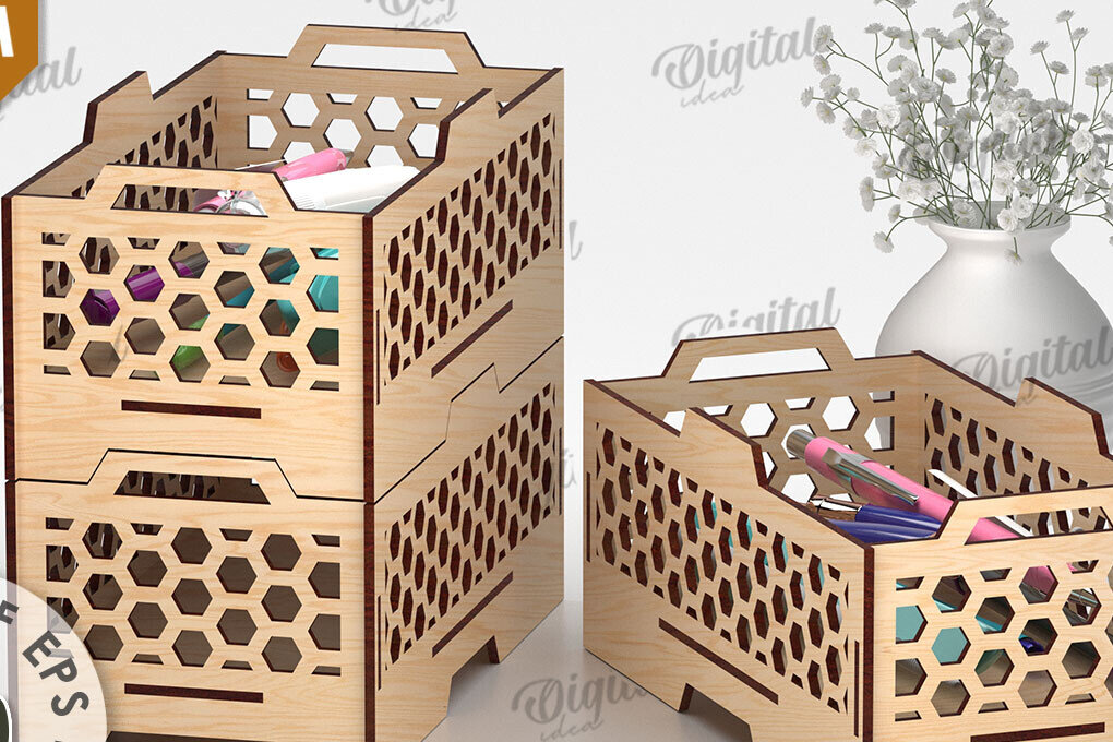 Σετ των 2 Intra απο ξύλο plywood 3mm-4mm πάχος – Ξύλινο στοιβαζόμενο διακοσμητικό κουτί LaserCut Δίασταση  20x20 cm INTRAFABR-109737514