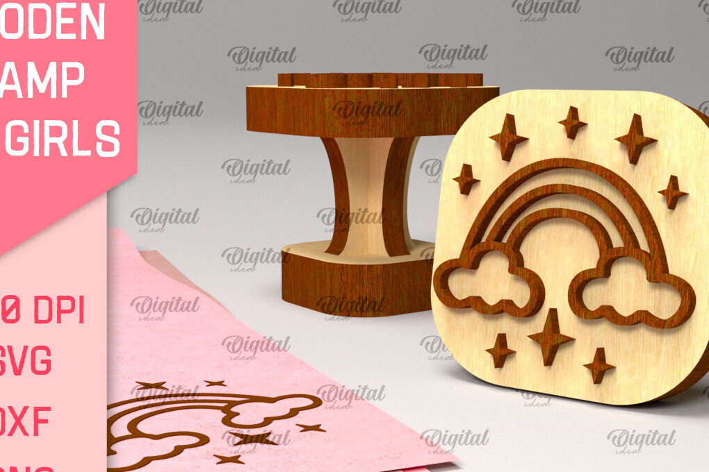 Σετ των 2 Intra απο ξύλο plywood 3mm-4mm πάχος – Ξύλινη σφραγίδα για κορίτσια Δίασταση  20x20 cm INTRAFABR-97797844