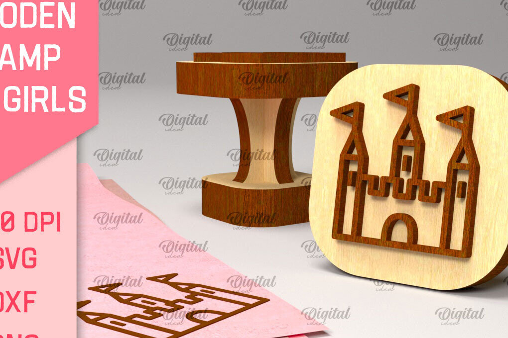 Σετ των 2 Intra απο ξύλο plywood 3mm-4mm πάχος – Ξύλινη σφραγίδα για κορίτσια Δίασταση  20x20 cm INTRAFABR-97798644