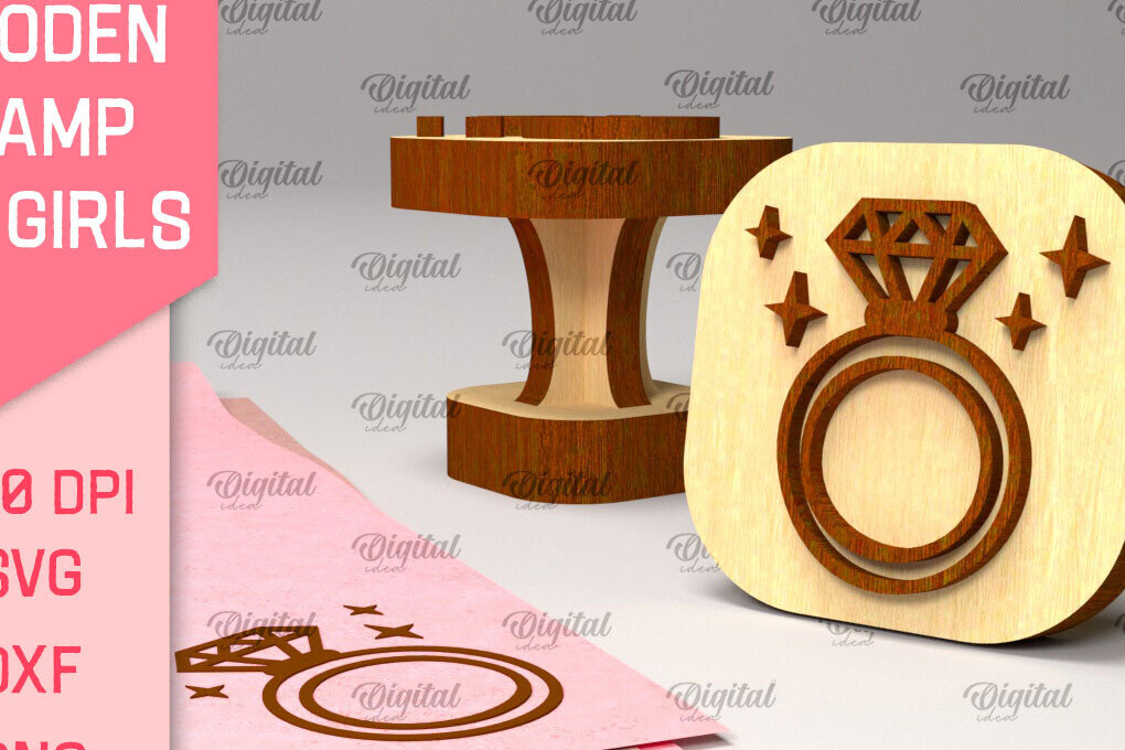 Σετ των 2 Intra απο ξύλο plywood 3mm-4mm πάχος – Ξύλινη σφραγίδα για κορίτσια Δίασταση  20x20 cm INTRAFABR-97798674