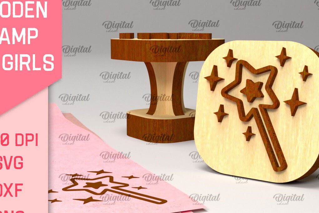 Σετ των 2 Intra απο ξύλο plywood 3mm-4mm πάχος – Ξύλινη σφραγίδα για κορίτσια Δίασταση  20x20 cm INTRAFABR-97798688