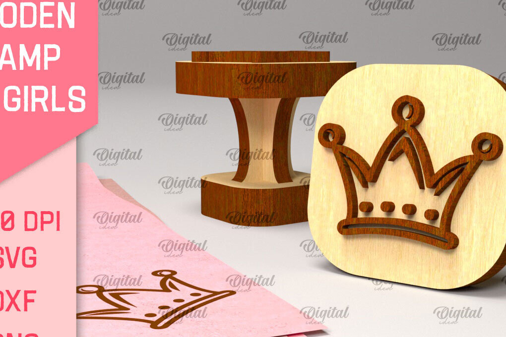 Σετ των 2 Intra απο ξύλο plywood 3mm-4mm πάχος – Ξύλινη σφραγίδα για κορίτσια Δίασταση  20x20 cm INTRAFABR-97797793