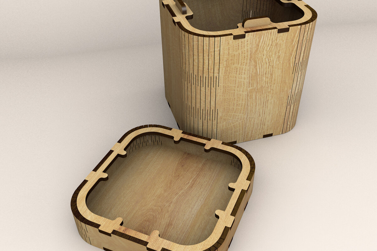 Σετ των 2 Intra απο ξύλο plywood 3mm-4mm πάχος – Ξύλινο κουτί αποθήκευσης Δίασταση  20x20 cm INTRAFABR-115518196