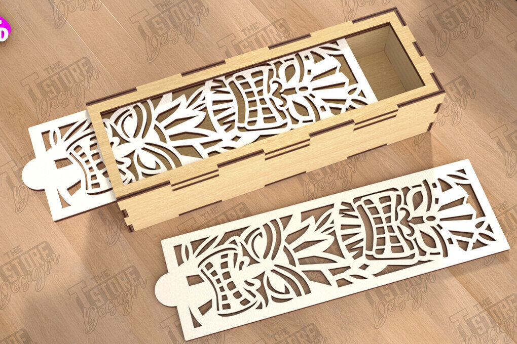 Σετ των 2 Intra απο ξύλο plywood 3mm-4mm πάχος – Ξύλινο κουτί αποθήκευσης | Κουτί δώρου | Αρχείο CNC Δίασταση  20x20 cm INTRAFABR-112526734