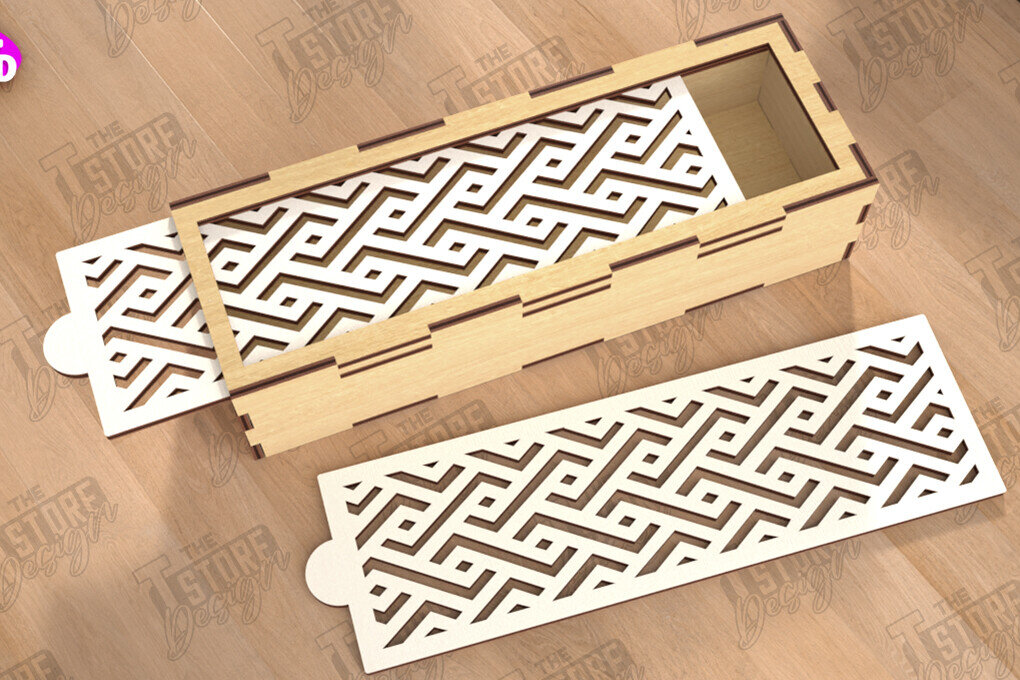 Σετ των 2 Intra απο ξύλο plywood 3mm-4mm πάχος – Ξύλινο κουτί αποθήκευσης | Κουτί δώρου | Αρχείο CNC Δίασταση  20x20 cm INTRAFABR-112526752