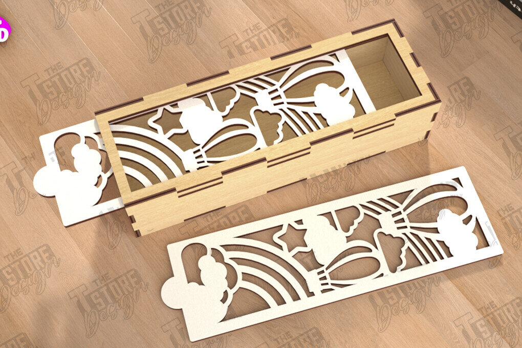 Σετ των 2 Intra απο ξύλο plywood 3mm-4mm πάχος – Ξύλινο κουτί αποθήκευσης | Κουτί δώρου | Αρχείο CNC Δίασταση  20x20 cm INTRAFABR-112526657