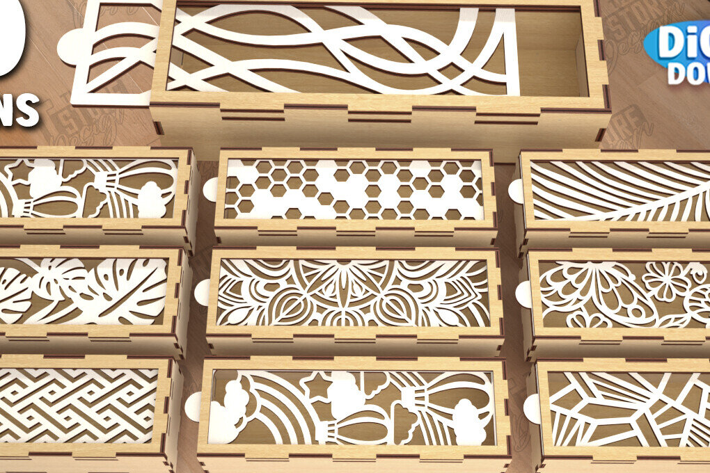 Σετ των 2 Intra απο ξύλο plywood 3mm-4mm πάχος – Πακέτο ξύλινων κουτιών αποθήκευσης | Κουτί δώρου Δίασταση  20x20 cm INTRAFABR-112526989