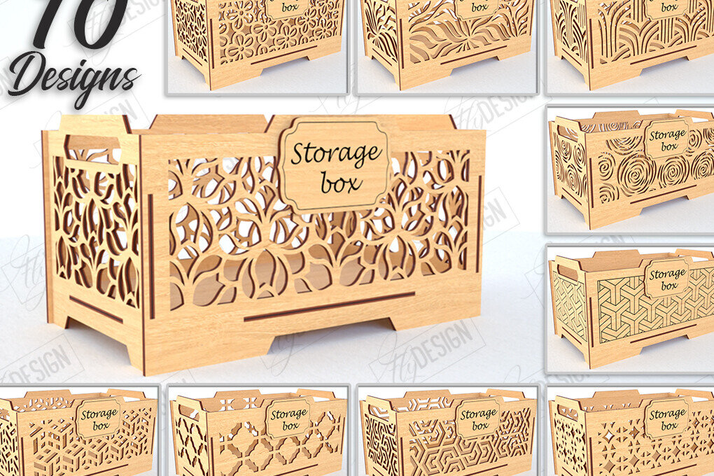 Σετ των 2 Intra απο ξύλο plywood 3mm-4mm πάχος – Ξύλινα κουτιά αποθήκευσης Δέσμη κοπής με λέιζερ Δίασταση  20x20 cm INTRAFABR-120841966