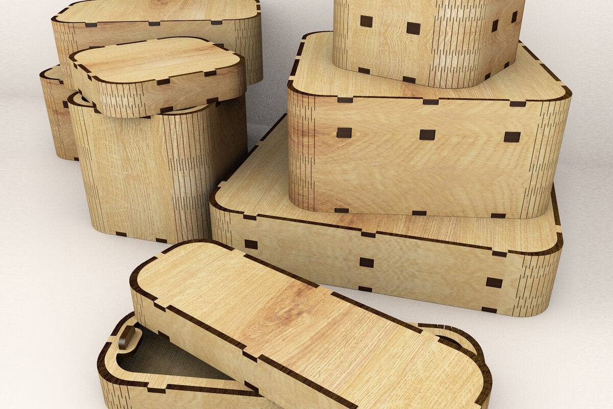 Σετ των 2 Intra απο ξύλο plywood 3mm-4mm πάχος – Ξύλινα Κουτιά αποθήκευσης Σετ 7 μεγεθών Δίασταση  20x20 cm INTRAFABR-115516812