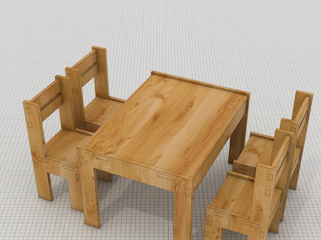 Σετ των 2 Intra απο ξύλο plywood 3mm-4mm πάχος – Ξύλινο σετ τραπεζιού και καρέκλας DXF CDR Δίασταση  20x20 cm INTRAFABR-38590854