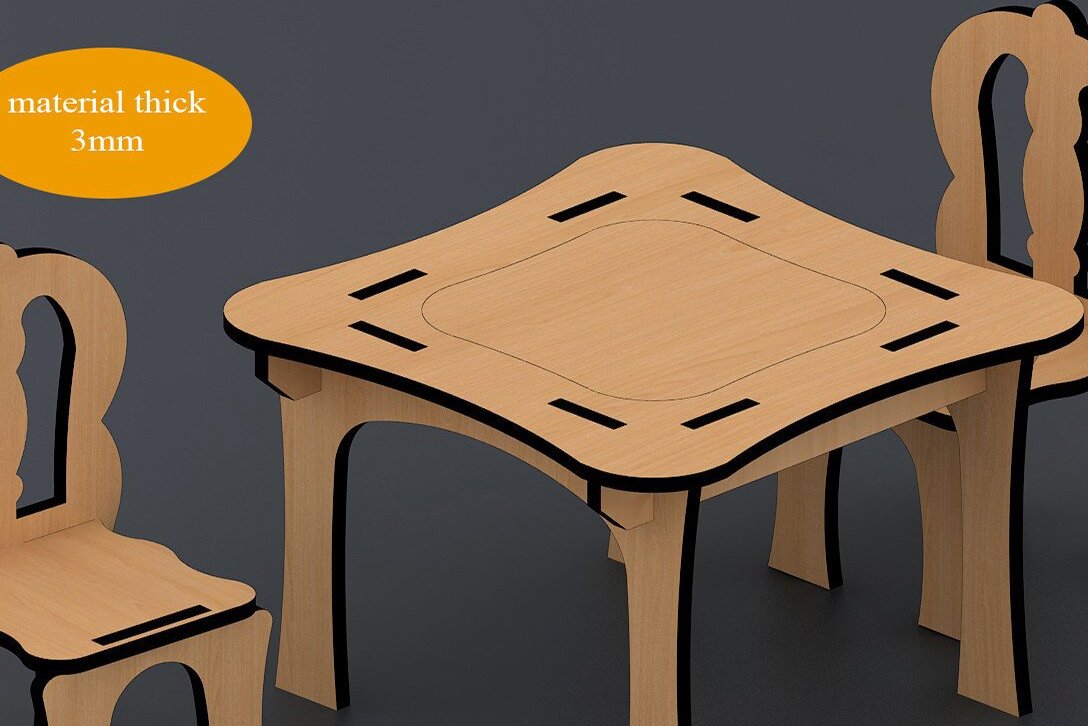 Σετ των 2 Intra απο ξύλο plywood 3mm-4mm πάχος – Αρχείο Ξύλινου Τραπεζοκαθίσματος Laser Cnc Router Δίασταση  20x20 cm INTRAFABR-37053241