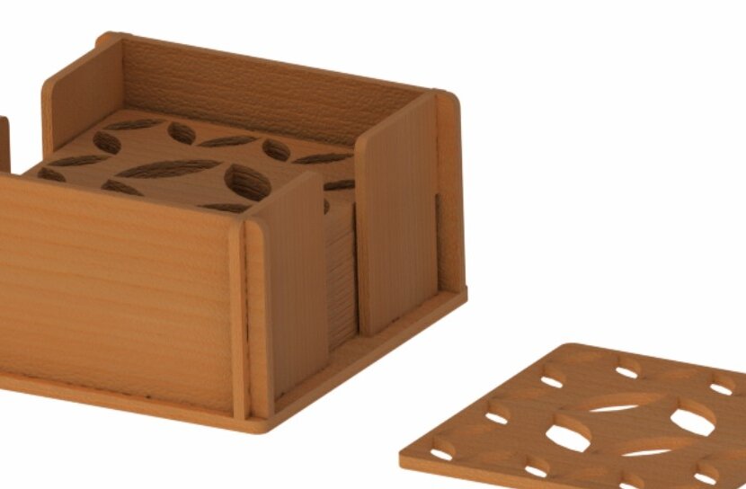 Σετ των 2 Intra απο ξύλο plywood 3mm-4mm πάχος – Ξύλινο σουβέρ για τσάι και καφέ με βάση Δίασταση  20x20 cm INTRAFABR-51296500