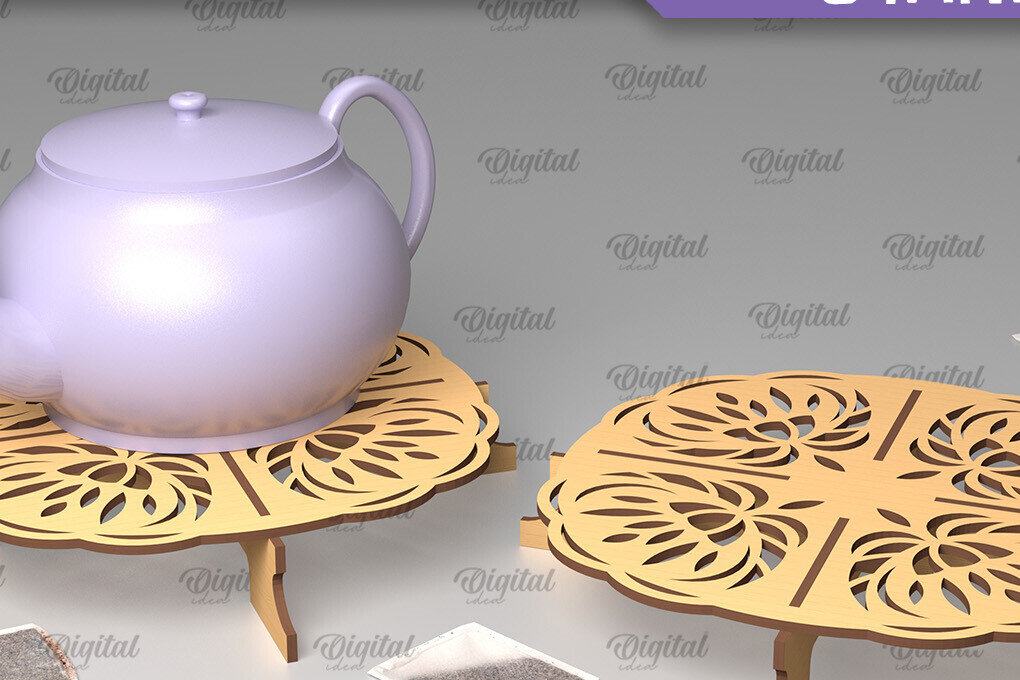 Σετ των 2 Intra απο ξύλο plywood 3mm-4mm πάχος – Ξύλινη βάση τσαγιέρας  κοπής με λέιζερ Δίασταση  20x20 cm INTRAFABR-102465188