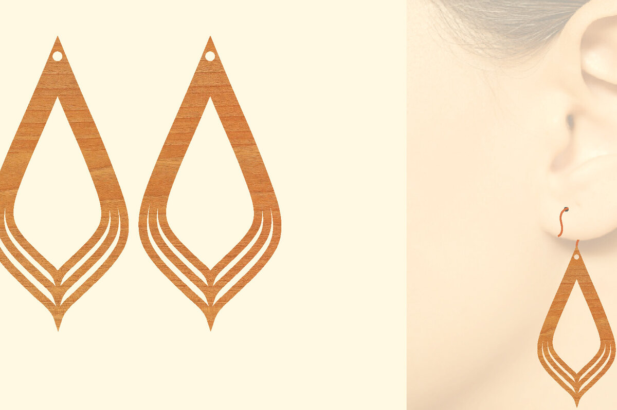 Σετ των 3 Intra απο ξύλο plywood 3mm-4mm πάχος – Ξύλινα σκουλαρίκια δάκρυ Δίασταση  5x5 cm INTRAFABR-87044352