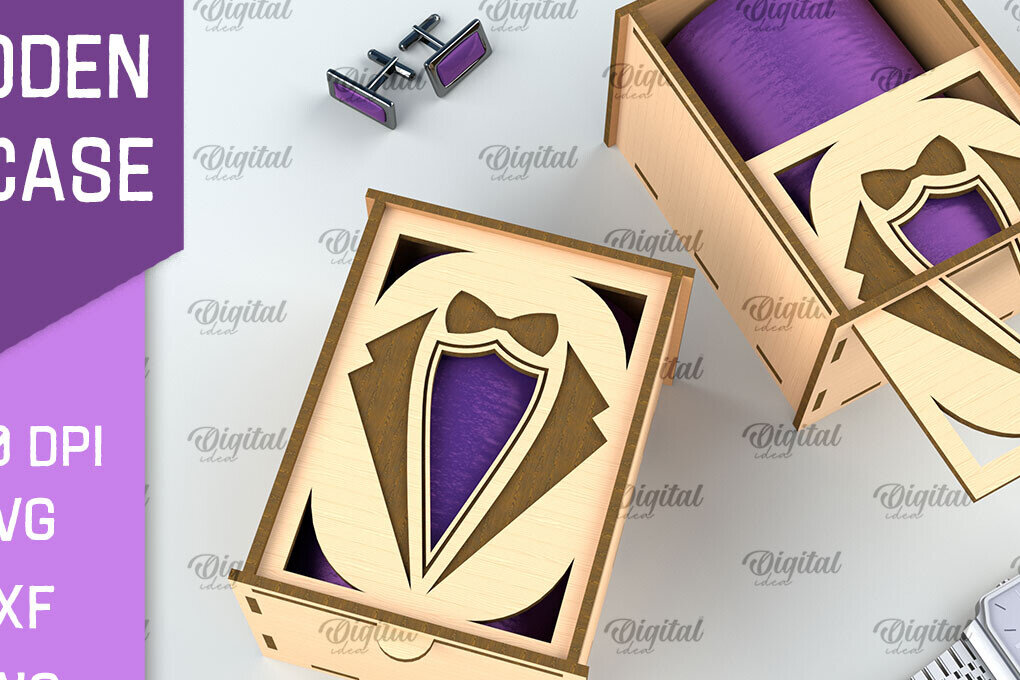 Σετ των 2 Intra απο ξύλο plywood 3mm-4mm πάχος – Ξύλινη Θήκη Γραβάτα. Κόψιμο με Laser Box Δίασταση  20x20 cm INTRAFABR-96807478