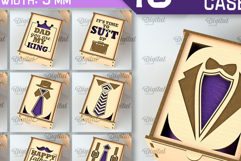 Σετ των 2 Intra απο ξύλο plywood 3mm-4mm πάχος – Ξύλινες Θήκες Γραβάτας Πακέτο κοπής με λέιζερ Δίασταση  20x20 cm INTRAFABR-96814297