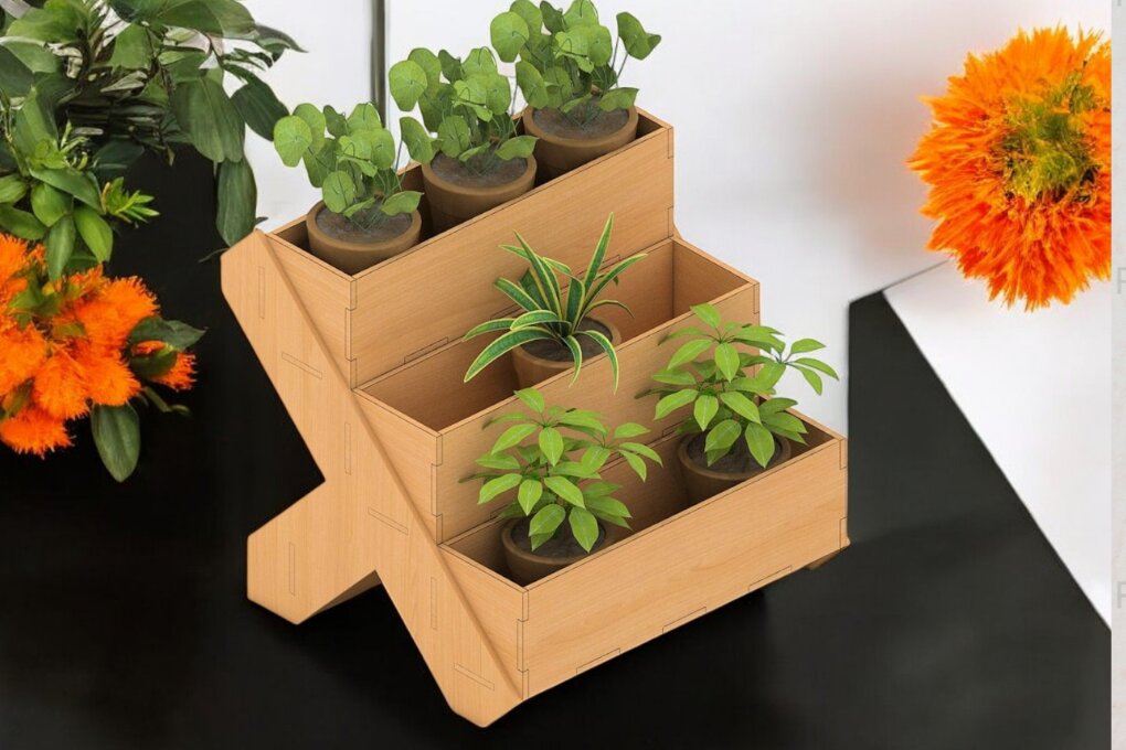 Σετ των 2 Intra απο ξύλο plywood 3mm-4mm πάχος – Ξύλινο σταντ φυτών 213 Δίασταση  20x20 cm INTRAFABR-118485078