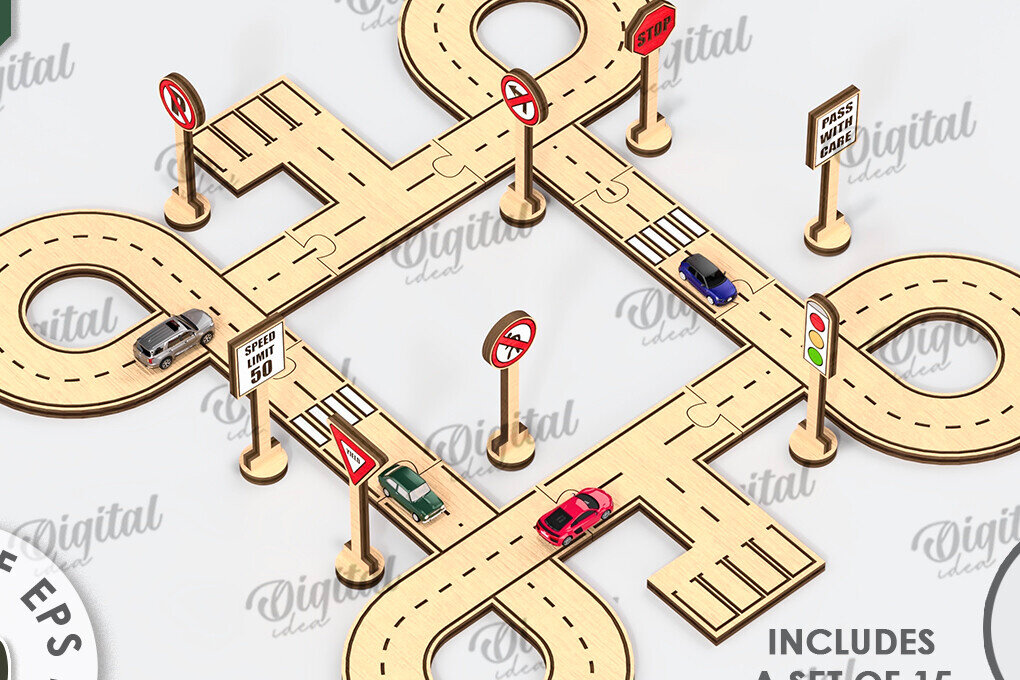 Σετ των 2 Intra απο ξύλο plywood 3mm-4mm πάχος – Ξύλινο παιχνίδι πίστας αυτοκινήτου με λέιζερ  Δίασταση  20x20 cm INTRAFABR-108768970