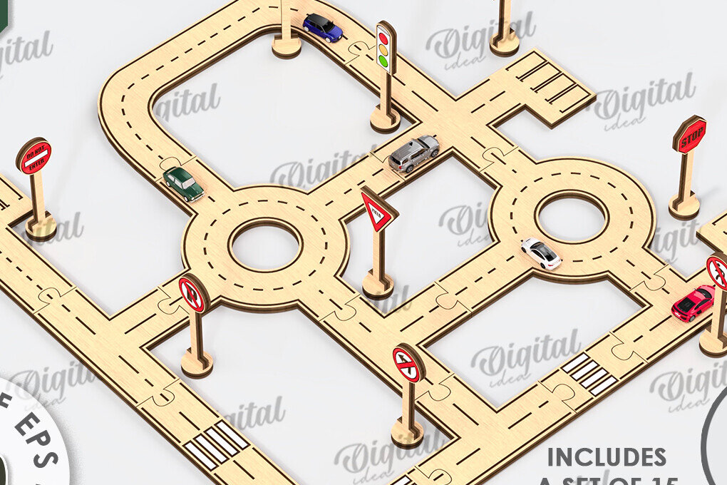 Σετ των 2 Intra απο ξύλο plywood 3mm-4mm πάχος – Ξύλινο παιχνίδι πίστας αυτοκινήτου με λέιζερ  Δίασταση  20x20 cm INTRAFABR-108768668