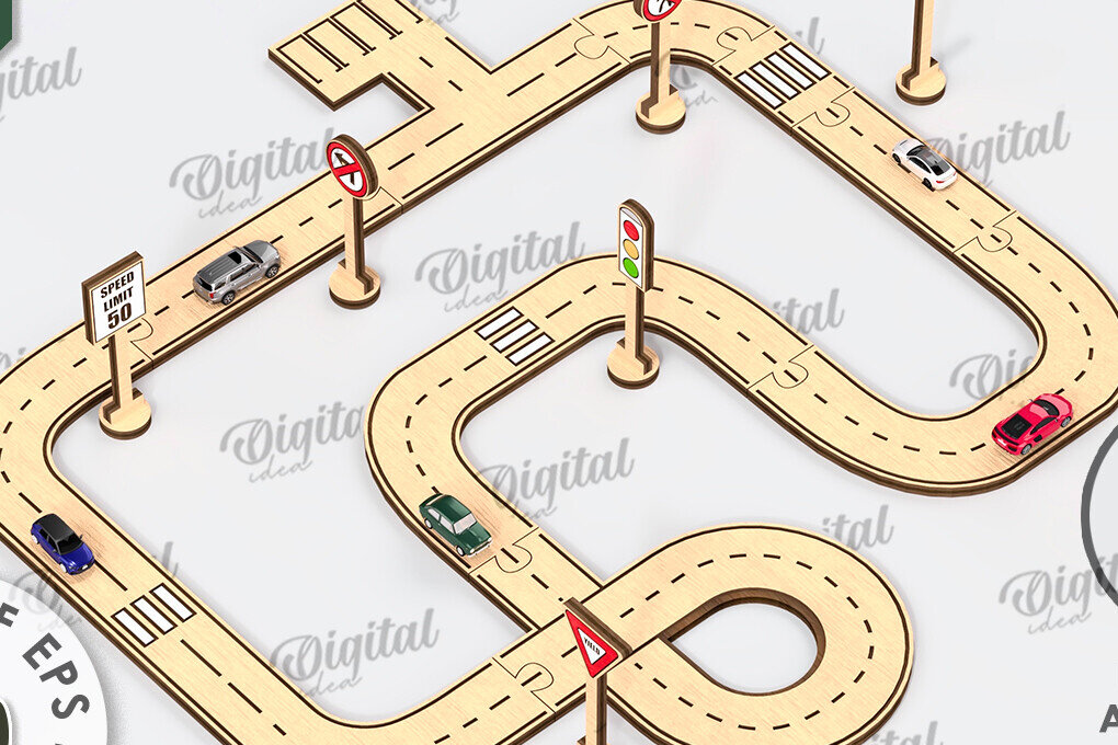 Σετ των 2 Intra απο ξύλο plywood 3mm-4mm πάχος – Ξύλινο παιχνίδι πίστας αυτοκινήτου με λέιζερ  Δίασταση  20x20 cm INTRAFABR-108768717