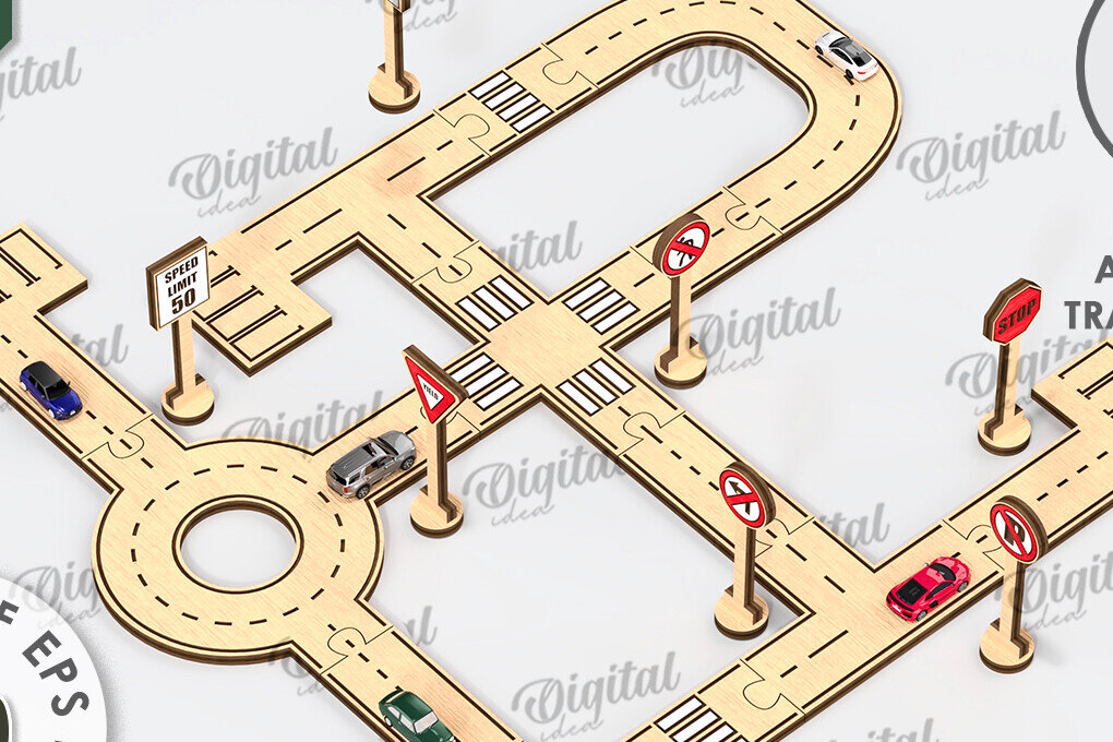 Σετ των 2 Intra απο ξύλο plywood 3mm-4mm πάχος – Ξύλινο παιχνίδι πίστας αυτοκινήτου με λέιζερ  Δίασταση  20x20 cm INTRAFABR-108768749