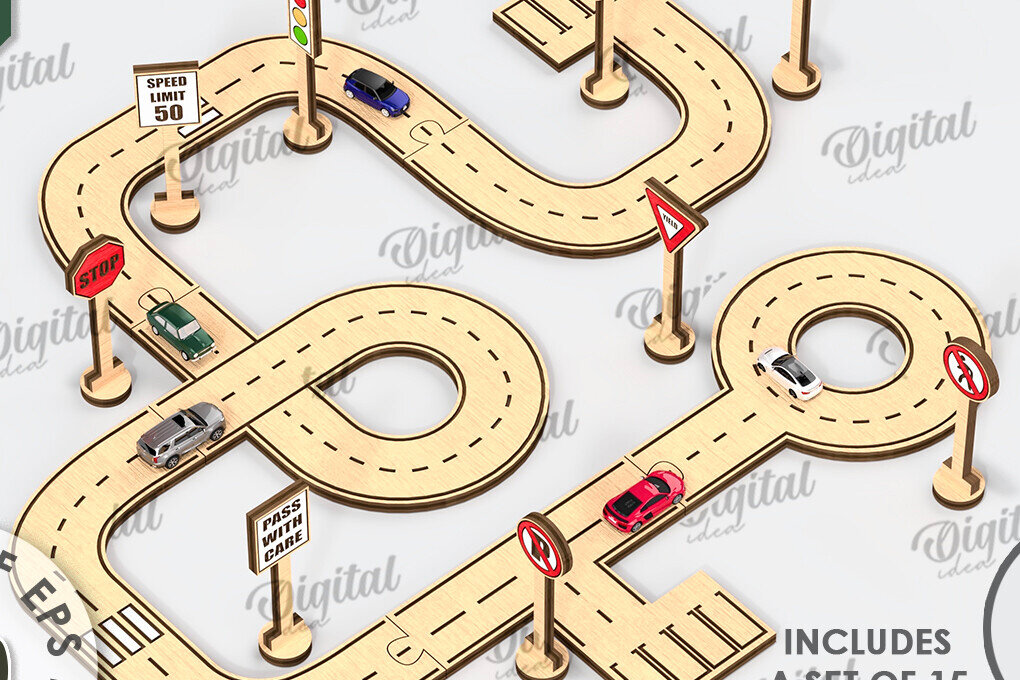 Σετ των 2 Intra απο ξύλο plywood 3mm-4mm πάχος – Ξύλινο παιχνίδι πίστας αυτοκινήτου με λέιζερ  Δίασταση  20x20 cm INTRAFABR-108768779