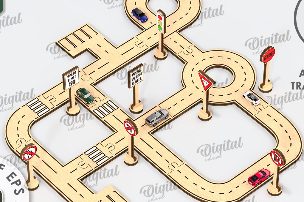 Σετ των 2 Intra απο ξύλο plywood 3mm-4mm πάχος – Ξύλινο παιχνίδι πίστας αυτοκινήτου με λέιζερ  Δίασταση  20x20 cm INTRAFABR-108768851